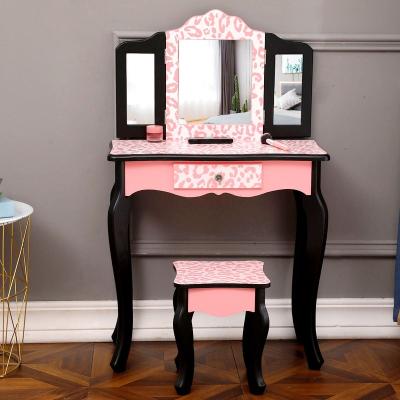 China Foldable Kids Dressing Table Dresser Blanc Tall Vanity Table For Kids for sale