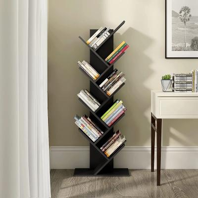 China Modern Rotating Tree Branch Bookcase Black Rack (Height) Ladder 4 Tier Adjustable Steel Yellow Bookshelf Shelves for sale