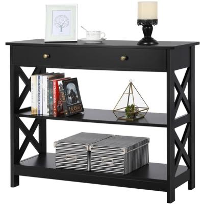 China (Size)Solid Wood Drawer Black Adjustable Unique Modern Woven Popular Entrance Foyer TV Console Table for sale