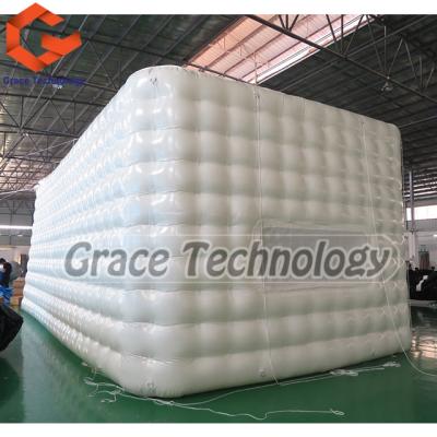 China White Party Tent Waterproof Leakproof Inflatable Cube Lighting Wedding Inflatable Events Tents For Outdoor for sale