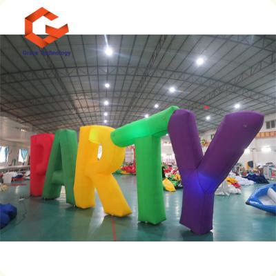 China PVC tarpaulin or PVC Oxford advertising inflatable letters, LED lighting inflatable letters for party for sale