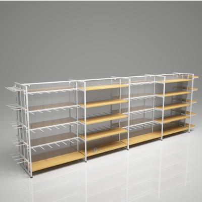 China Morden or Customized New Style Miniso Retail Makeup Grocery Display Rack General Store Furniture Gondola Shelving In Stock for sale