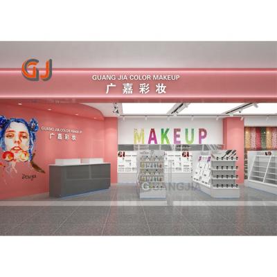 China Double Sides Metal Shop Racks Beauty Skin Care Cosmetic Display Rack Counter For Cosmetic Shop Furniture for sale