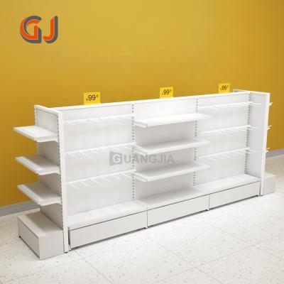 China Double Sides Customize Store Design Furniture Shop Display Stand Racks Gondola Display Showcase Food Shelves for sale