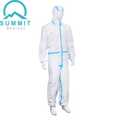 Китай Nonwoven медицинский защитный Coverall с усиленной лентой шва продается