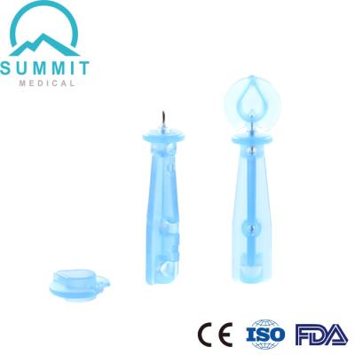 China 30G Size Twist Top Lancet For Lancing Device Transparent Blue for sale