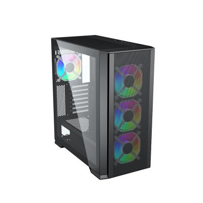 China Large Office Space 2022 EATX Computer Case Metal Mesh Front Panel PC Case Tempered Glass Gaming Case for sale