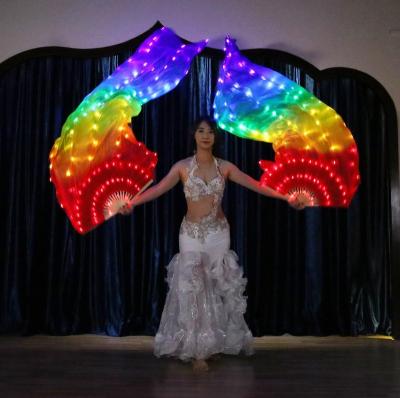 China Sets Bait Rise 70.8 in*35.4 in Lighting 100% Silk Belly Dance Fans Led Dance Fans with LED Lights Belly Dance Support Step Tools vertical dance for sale