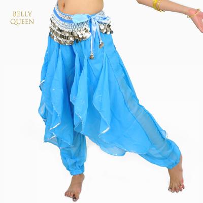 China Hip Scarf Chiffon Belly Dance Harem Pants With Silver Trim for sale