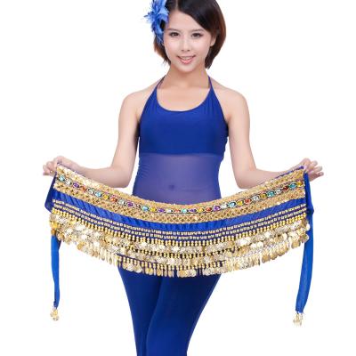 China Hip Scarf Velvet Belly Dance Hip Scarf With 248 Gold Coin BellyQueen Belt for sale