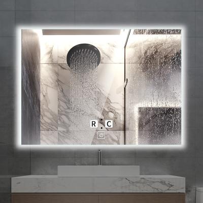 China Hot Sale LED Illuminated Rectangle Copper Silver Cosmetic Smart Bathroom Mirror for sale