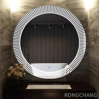 China Good Quality Bright Chinese Wholesale Round Make Up Screen Touch LED Light Bathroom Mirror With LED Light for sale