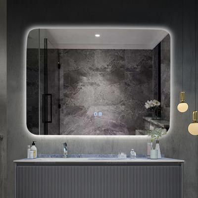 China Rongchang Rectangle Waterproof Smart Luminous Defogger Led Bathroom Mirror Smart Touch Control Mirror Led Mirror Light Bathroom for sale