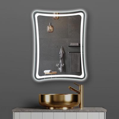 China Rongchang Time Display Illuminated Rectangular Mirror Led Touch Screen Backlit Smart Bathroom Mirror Smart Mirrors for sale