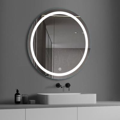 China New Modern Design Rongchang Smart LED Mirror Illuminated Round Vanity Round Bathroom LED Light Touch Control Mirror for sale