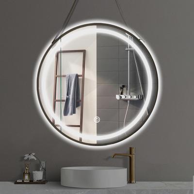 China Rongchang Circle Fancy Smart Touch Screen Hang The Wall Living Room Bathroom Fog Light Mirror With Led Light for sale