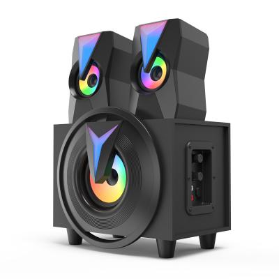 China AirPlay Outlets FT-K10-9005BT 2.1 Wooden Box Host RGB Lights Subwoofer X-Bass For Desktop Speaker System for sale