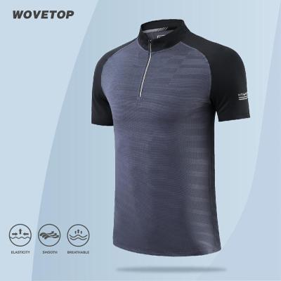 China Custom Wholesale QUICK DRY Design Fashion Half Tortoise Quick Dry Neck Fitness Sports Zip Up Stand Up Collar Polo T-Shirts for sale