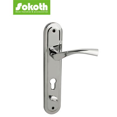 China Easy installation door plate with WC knob chrome door handles door handle lockset for sale