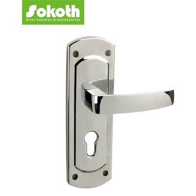 China Easy Installation Door Plate For Interior Door Aluminum Lever With Iron Plate Cylinder Hole for sale