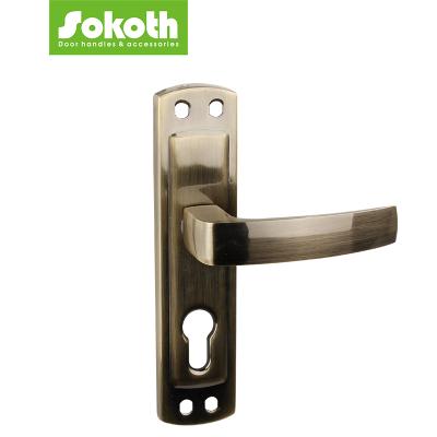 China Eastern Europe Market Easy Installation Door Handle Lever Aluminum Iron Plate Internal Door Handle for sale