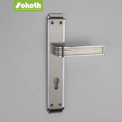 China Modern design traditional luxury black nickel,zinc alloy cp door plate handle locks for sale