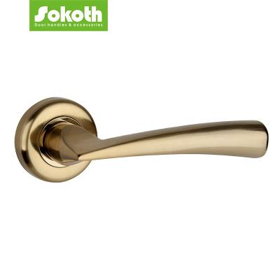 China Modern British Gold Market Entrance Privacy Interior Lever Door Handle Sets for sale