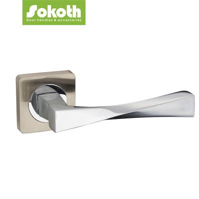 China 2022 Anti-Corrosion Home Furniture Hardware Door Lever With Square Rosset Fashion Design Zinc Alloy Door Handle for sale