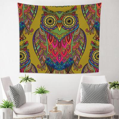 China Custom Photo Classic 3D Owl Tarot Animal Trippy Tapestry Bohemian Hippie Psychedelic Tapestry OEM for sale