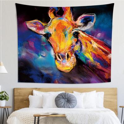 China African Classical Tapestry Wildlife Giraffe Grassland Fantasy Sky Nature Landscape Decor Tapestries Wall Hanging For Bedroom Living Dorm for sale