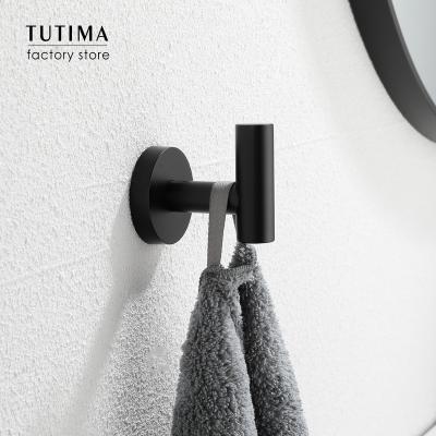 China Tutima SUS 304 Stainless Steel Bathroom Hardware Kitchen Wall Black Matte Gold Mirror Clothes Double Hook for sale