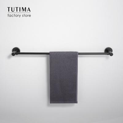 China With hook TUTIMA 304 stainless steel shower room round two-post towel rack towel holder Simplicity Hardware ekegant black accessories for sale