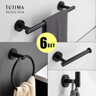 China With Hook Tutima SUS 304 Stainless Steel Bathroom Hardware Set Black Matte Paper Towel Holder Toothbrush Holder Bathroom Accessories for sale