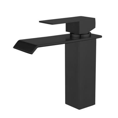 China 304 Stainless Steel Faucets Hot Cold Water Health Faucet Metered Matte Black Bathroom Sink Basin Faucet for sale