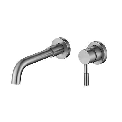 China Metered Faucets Nickel Brushed In Stainless Steel Wall Mounted Sink Basin Faucet Hot Cold Taps for sale