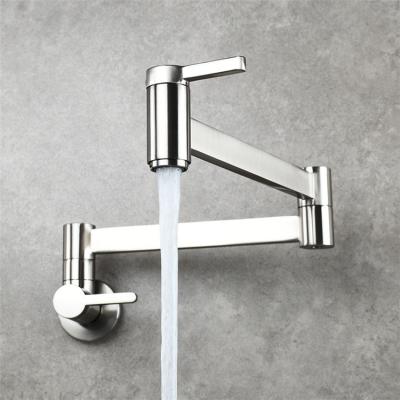 China New Design Copper Chrome Plating Wall Mount Kitchen Faucet Mixer Fold Tap Cold Water Metered Faucets For Sink for sale