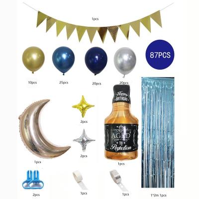 China Party Balloon Blue String Flag Whiskey Balloon Hanging Chain Set Party Decoration Venue Layout Props for sale