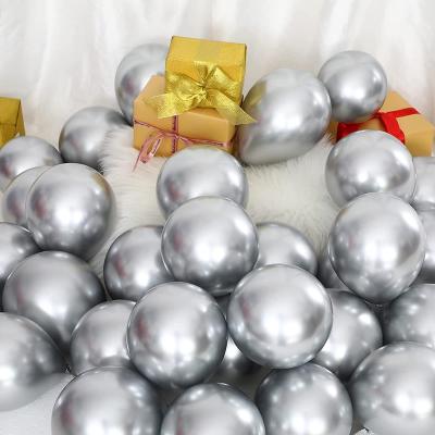 China Festival Decoration 100 Pieces 5 Inch Metallic Balloons Decorative Latex Balloons for Birthday Wedding Engagement Festival Party Decorations (Silver for sale