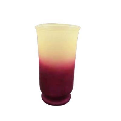 China Gradient Color Round Shape Glass Decor Minimalist Fashionable Frosted Glass Crystal Flower Vase for sale