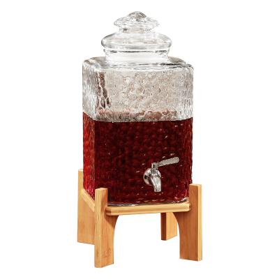 China 5 Gallon Beverage Bottle Wholesale Water Juice Beverage Iced Beverage Dispenser With Faucet And Wooden Stand for sale