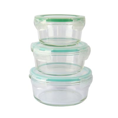 China Freshness preservation set 3pcs airtight glass food storage containers with pp lid 1 conparment glass container for meal for sale