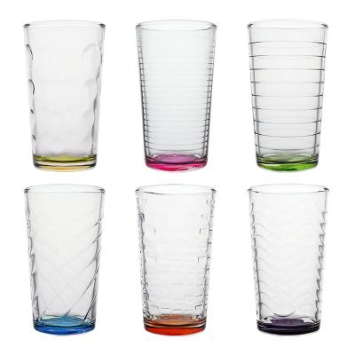 China Viable Wholesale Glass Clear Glass 6 Different Designs Combination Embossed Glass Tea Cup for sale