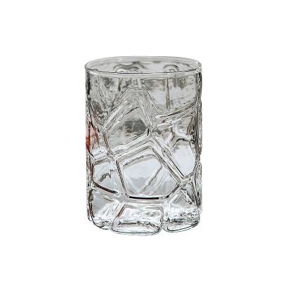 China Viable Premium High Quality Glass Coffee Mug With Stone Relief Transparent Heat Resistant Glass Tea Mug for sale