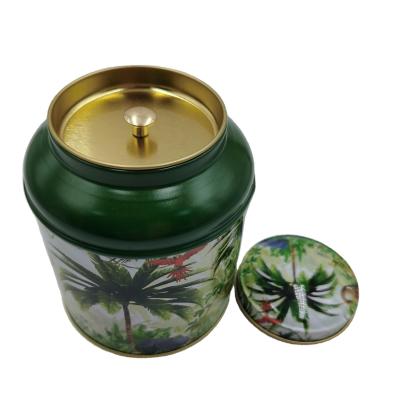 China Large Round Food Tea Tin Container Metal Tin Can Box Storage Tea Tin Box for sale