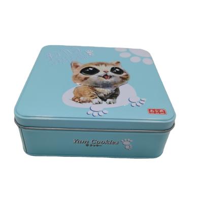 China Wholesale Blue Box Food Tin Box Packaging Metal Tin Box Cookie Container Tin Gift for sale