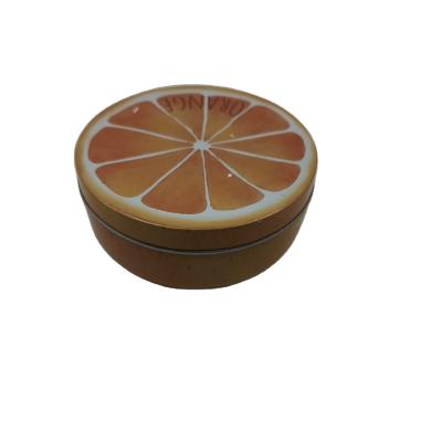 China Round Food Egg Stash Box Large Oval Tin Box Orange Shape Tin Boxes Customized Color Red Flower for sale