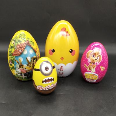 China Custom Food Egg Ball Shaped Cookie Tin Box Round Kid Small Toys Packing Metal Candy Gift Tin Boxes for sale