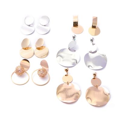 China Fashion Jewelry Statement Circle Earrings Women CLASSIC Wedding Party Round Slice Drop Earrings for sale