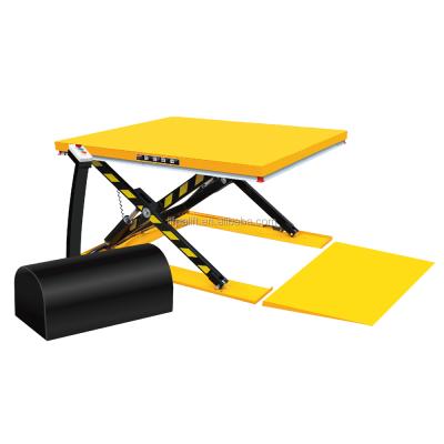 China Building Material Shops 1000kg Electric Scissor Lift Platforms Powered Low Profile Hydraulic Table for sale