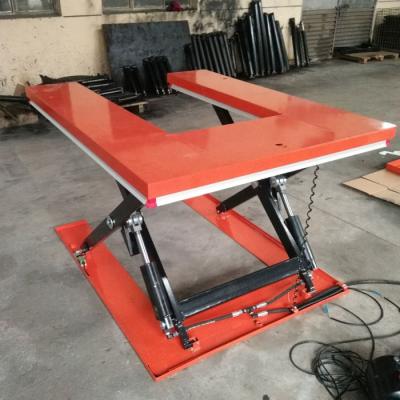 China Building Material Shops Low Profile 1000kg U-Shape Hydraulic Electric Lift Table for sale